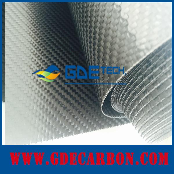 Tissu de cuir de fibre de carbone de GDE, tissu coloré de cuir d'aramid de carbone