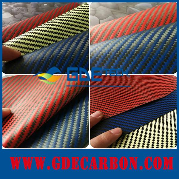 Tissu de cuir de fibre de carbone de GDE, tissu coloré de cuir d'aramid de carbone